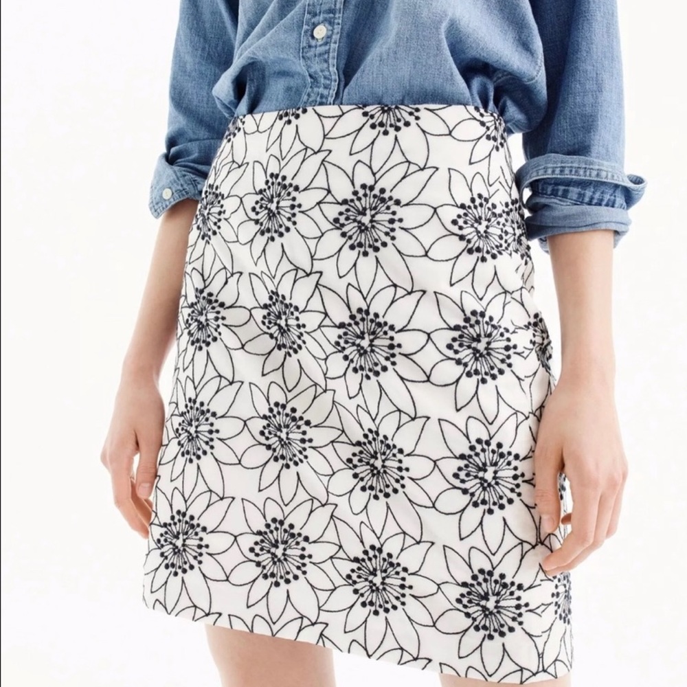 J.Crew Embroidered Floral Mini Skirt